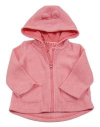 Svetloružová pruhovaná fleecová mikina s kapucňou F&F