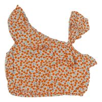 Oranžovo-bílý asymetrický crop top Next 