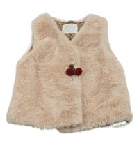 Světlerůžová kožešinová zateplená vesta Zara