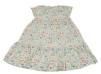 Bielo-farebné kvietkovane bavlnené šaty Topolino