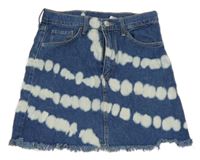 Modro-bílá batikovaná riflová sukně H&M