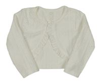 Biele děrované bolerko s volánikmi Shein