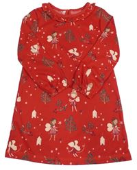 Červená noční košile s vílami a volánky George 