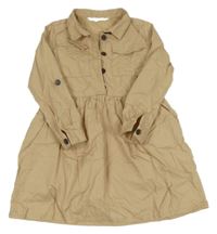 Béžové plátěné šaty s límečkem H&M