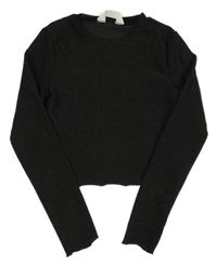 Čierne trblietavé crop tričko H&M