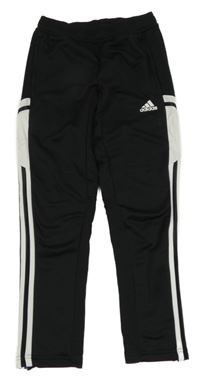 Černo-bílé sportovní funkční kalhoty s logem Adidas