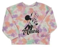 Bielo-farebná batikovaná oversize mikina s Minnií Disney