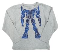 Šedé melírované triko s robotem Salento