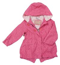 Fuchsiová šušťáková jesenná parka s motýlikmi a kapucňou Topomini
