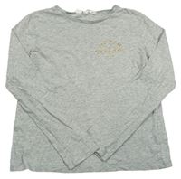 Sivé melírované tričko so zlatými nápisy H&M