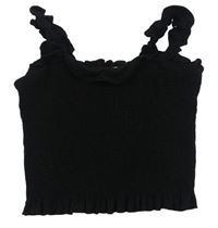 Čierny žabičkový crop top s volánikmi RIVER ISLAND
