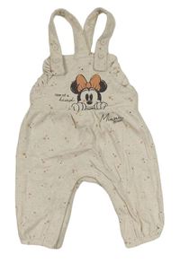 Smetanovo-světlešedé melírované laclové tepláky s Minnie a volánky Disney