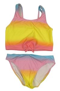Barevné duhové tankini s uzlem 