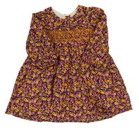 Černo-květované plátěné šaty s límečkem Matalan