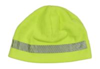 Neonově zelená fleecová čepice s reflexním pruhem