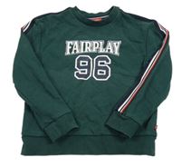 Smaragdová mikina s číslom a nápisom a pruhmi OKaïdi