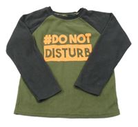 Khaki-tmavošedá fleecová pyžamová mikina s nápisy PRIMARK