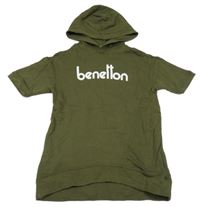 Khaki tepláková vesta s logom a kapucňou Benetton