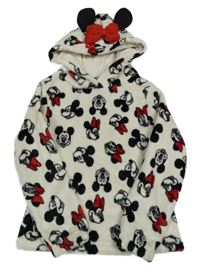 Smetanová plyšová mikina s Mickey a Minnie a kapucí C&A