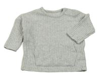 Šedé melírované žebrované úpletové oversize mikinotriko s vreckom George