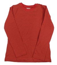 Červeno-tmavohnedé pruhované tričko lupilu