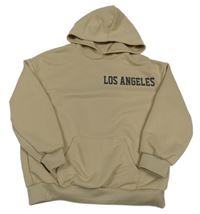 Béžová oversize mikina s nápisom a vreckom a hviezdou a kapucňou Shein