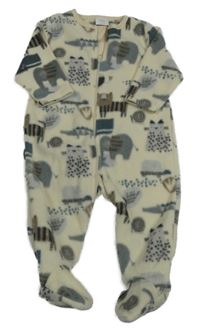 Smetanový fleecový overal se zvířátky Next