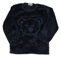 Tmavomodrá plyšová mikina s medvedíkom