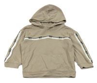 Béžovošedá mikina s pruhmi s písmenky a pruhmi a vreckom a kapucňou Matalan