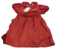 Nové - červené plyšovo/šusťákové šaty s límečkem Next