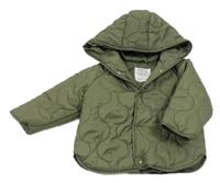 Khaki prošívaná šusťáková přechodová bunda s kapucí F&F