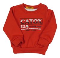 Červená tepláková mikina s nápismi