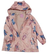 Světlerůžová nepromokavá jarní bunda se Stitchem a Angelou a kapucí Primark