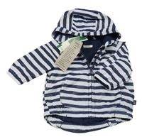 Nové - bielo-tmavomodrá pruhovaná šušťáková jarná bunda s kapucňou Benetton