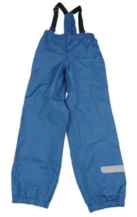 Modré šusťákové nepromokavé podšité kalhoty s kšandami alive