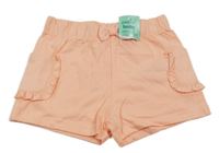 Nové - svetlooranžové cargo kraťasy s volánikmi so cute