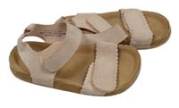 Světlepudrovo-béžové semišovo/korkové sandály H&M vel. 22