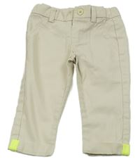 Smotanové rebrované chino plátenné nohavice grain de blé