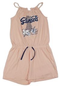 Svetloružový letný overal s ananasom a nápismi Pepperts!