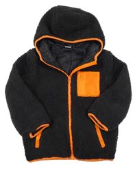 Tmavomodrá huňatá podšítá bunda s kapucí Kiki&Koko