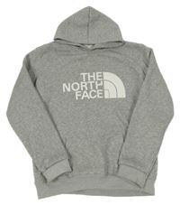 Sivá melírovaná funkčná tepláková mikina s logom a vreckom a kapucňou The North Face