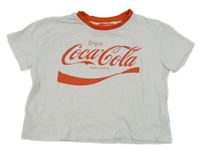Bielo-tmavooranžové crop tričko s logem - Coca-Cola PEPCO