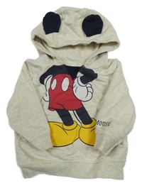 Světlešedá melírovaná mikina s Mickey a kapucí Disney