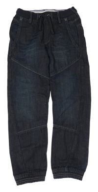 Tmavomodré cuff relaxed rifle s úpletovým pasom H&M