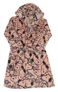 Světlerůžový plyšový župan se Snoopym a kapucí PEANUTS