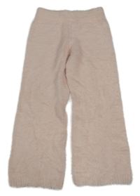 Svetloružové wide leg chlpaté nohavice H&M