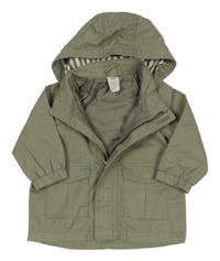 Khaki plátenná jesenná bunda s odopínacíá kapucňou H&M