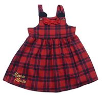 Červeno-tmavomodré kockované šaty s Minnie Disney