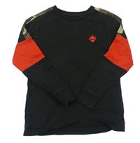 Černo-červené triko s army vzorem a výšivkou Next