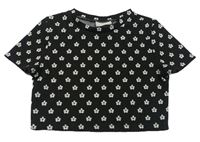 Čierne kvetované crop tričko Matalan